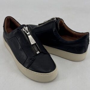 Frye Lena Genuine Leather Zippered Slip On Platform Sneakers Size 5.5